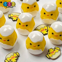 Chickee In White Egg Shell Charms Cabochons Chick Easter Eggs Decoden 10 Pcs Charm