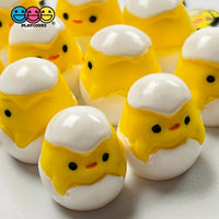 Chickee In White Egg Shell Charms Cabochons Chick Easter Eggs Decoden 10 Pcs Charm