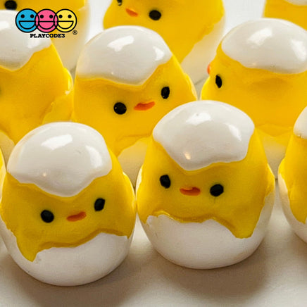 Chickee In White Egg Shell Charms Cabochons Chick Easter Eggs Decoden 10 Pcs Charm