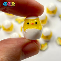 Chickee In White Egg Shell Charms Cabochons Chick Easter Eggs Decoden 10 Pcs Charm