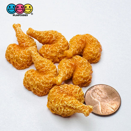 3D Tiny Small Fake Food Chicken Wings Legs Nuggets Cabochons Decoden Charm 6pcs PLAYCODE3 LLC chicken legs 6pcs Charm