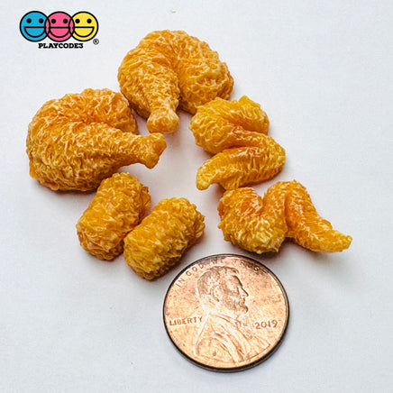 3D Tiny Small Fake Food Chicken Wings Legs Nuggets Cabochons Decoden Charm 6pcs PLAYCODE3 LLC mixes 6pcs 2pcs each