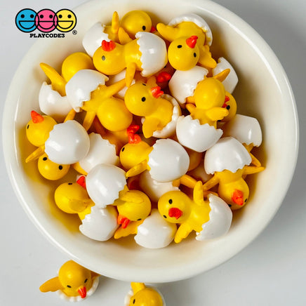 Ducklings In White Egg Shell Mini Charms Cabochons Chick Easter Eggs Decoden 10 Pcs Playcode3 Llc