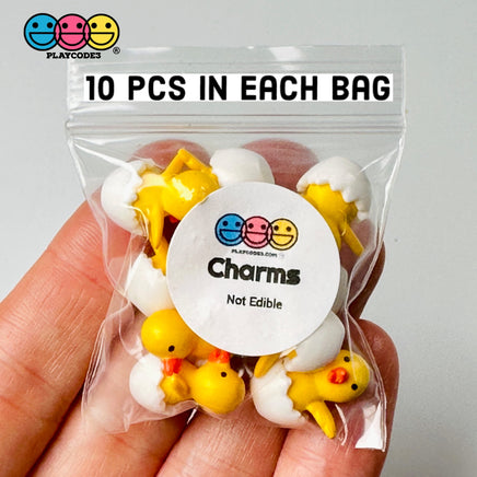 Ducklings In White Egg Shell Mini Charms Cabochons Chick Easter Eggs Decoden 10 Pcs Playcode3 Llc