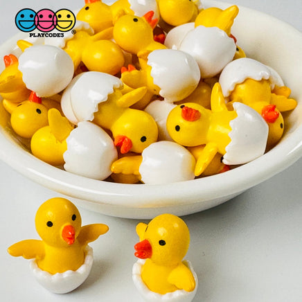 Ducklings In White Egg Shell Mini Charms Cabochons Chick Easter Eggs Decoden 10 Pcs Playcode3 Llc