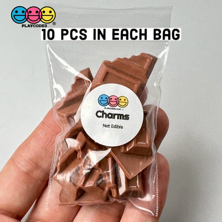 Chocolate Bar Cracked Broken Charm Fake Candies Flat Back Cabochons 10 Pcs Playcode3 Llc