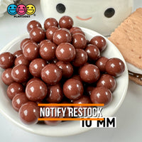 Chocolate Brown Boba Beads 10Mm Fake Food Acrylic Balls Faux Decoden Bead