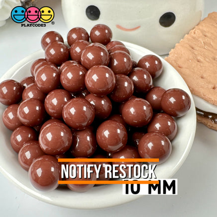 Chocolate Brown Boba Beads 10Mm Fake Food Acrylic Balls Faux Decoden Bead