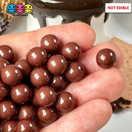 Chocolate Brown Boba Beads 10Mm Fake Food Acrylic Balls Faux Decoden Bead