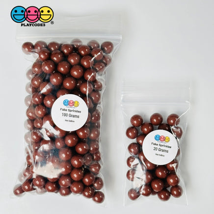 Chocolate Brown Boba Beads 10Mm Fake Food Acrylic Balls Faux Decoden Bead