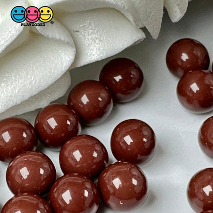 Chocolate Brown Boba Beads 10Mm Fake Food Acrylic Balls Faux Decoden Bead