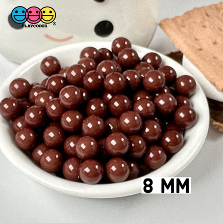 Chocolate Brown Boba Beads 8Mm Fake Food Acrylic Balls Faux Decoden 20 Grams Bead