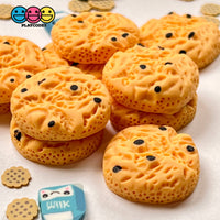 Chocolate Chip Lite Colored Cookies Flatback Charms Mini Charm Fake Food Cookie Cabochons 10 Pcs