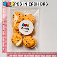 Chocolate Chip Lite Colored Cookies Flatback Charms Mini Charm Fake Food Cookie Cabochons 10 Pcs