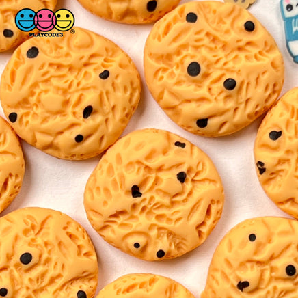 Chocolate Chip Lite Colored Cookies Flatback Charms Mini Charm Fake Food Cookie Cabochons 10 Pcs