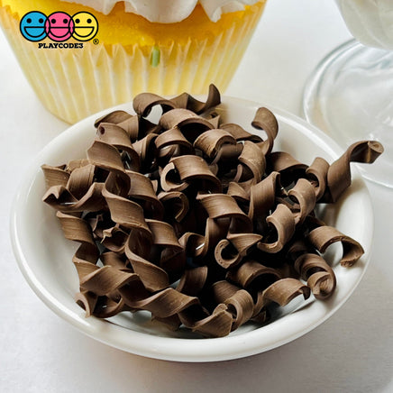 Chocolate Curls Fake Candy Charm Cabochon Polymer Clay Bake Decoden 20 Pcs