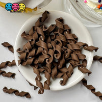 Chocolate Curls Fake Candy Charm Cabochon Polymer Clay Bake Decoden 20 Pcs