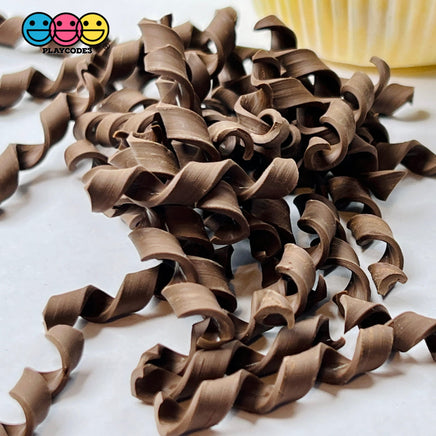 Chocolate Curls Fake Candy Charm Cabochon Polymer Clay Bake Decoden 20 Pcs