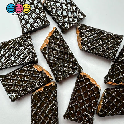 Playcode3 Llcfake Miniature Chocolate Waffle Wafer Bars Debbie Food Cabochons Decoden Charm 10 Pcs