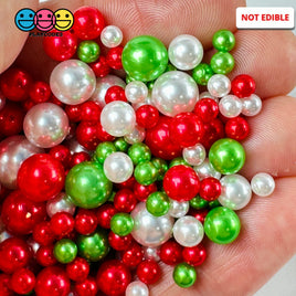 Christmas Acrylic Beads 20/100G Green Red White Holiday Faux Sprinkles Decoden Slime Supplies