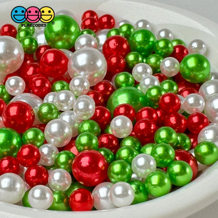 Christmas Acrylic Beads 20/100G Green Red White Holiday Faux Sprinkles Decoden Slime Supplies