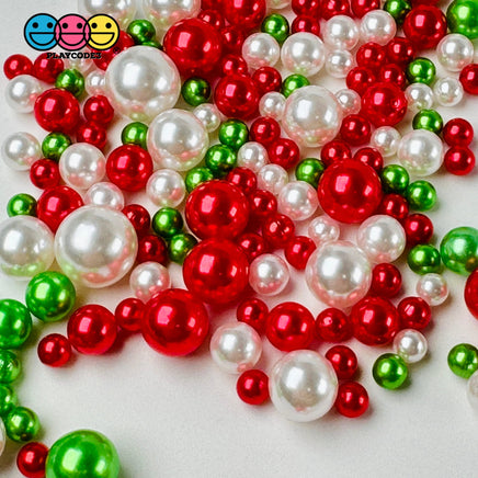 Christmas Acrylic Beads 20/100G Green Red White Holiday Faux Sprinkles Decoden Slime Supplies