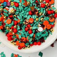 Christmas And Autumn Mix Faux Sprinkle Fimo Beads Mistletoe Funfetti
