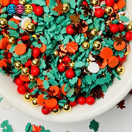 Christmas And Autumn Mix Faux Sprinkle Fimo Beads Mistletoe Funfetti