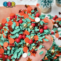 Christmas And Autumn Mix Faux Sprinkle Fimo Beads Mistletoe Funfetti