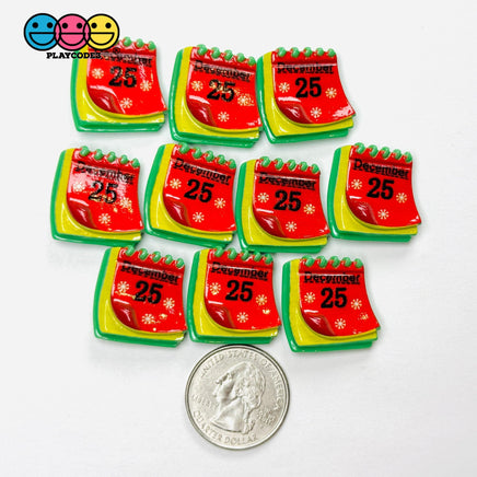 Christmas Calendar December 25 Mini Flatback Cabochons Decoden Charm 10 pcs Charm