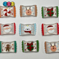 Christmas Candy Fake Peppermint Polar Bear Gingerbread Man Reindeer Holiday Flatback Cabochons