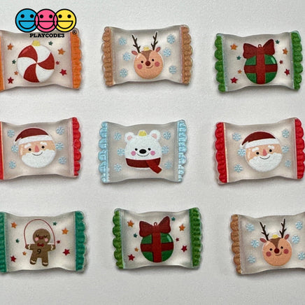 Christmas Candy Fake Peppermint Polar Bear Gingerbread Man Reindeer Holiday Flatback Cabochons
