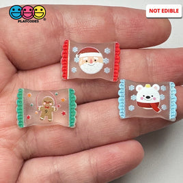 Christmas Candy Fake Peppermint Polar Bear Gingerbread Man Reindeer Holiday Flatback Cabochons