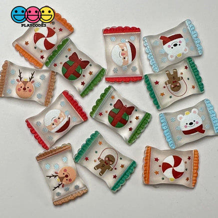 Christmas Candy Fake Peppermint Polar Bear Gingerbread Man Reindeer Holiday Flatback Cabochons