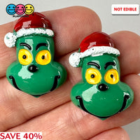 Christmas Character Holiday North Pole Hard Resin Charm Flat Back Cabochons Decoden 10 Pcs Slime