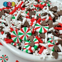 Christmas Chocolate Heart Classic Holiday Peppermint Snowflake Fake Clay Sprinkles Decoden Fimo