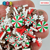 Christmas Chocolate Heart Classic Holiday Peppermint Snowflake Fake Clay Sprinkles Decoden Fimo