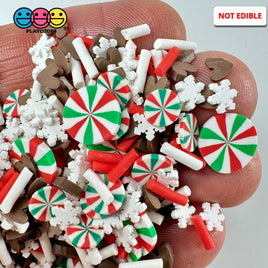 Christmas Chocolate Heart Classic Holiday Peppermint Snowflake Fake Clay Sprinkles Decoden Fimo