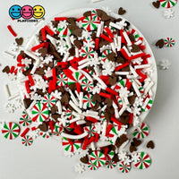 Christmas Chocolate Heart Classic Holiday Peppermint Snowflake Fake Clay Sprinkles Decoden Fimo