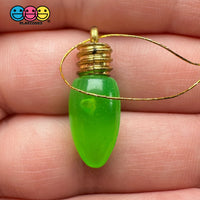 Fake Christmas Light Bulb Ornament Holiday Red Green Orange Blue With String Cabochons Decoden