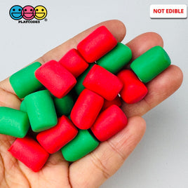 Christmas Fake Marshmallow Desserts Bakes Green Red Holiday Cabochons Decoden Charm 20 Pcs