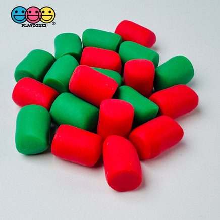 Christmas Fake Marshmallow Desserts Bakes Green Red Holiday Cabochons Decoden Charm 20 Pcs