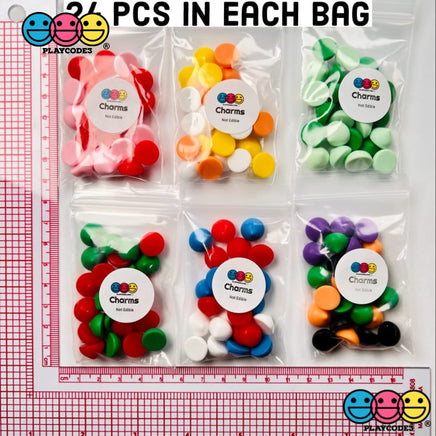 Christmas Faux Chocolate Chips Colors Red Green Fake Food Realistic Charm Cabochons 24 Pcs