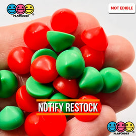 Christmas Faux Chocolate Chips Colors Red Green Fake Food Realistic Charm Cabochons 24 Pcs