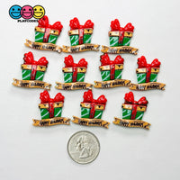 Christmas Gift Box Happy Holidays Red Bow Flatback Cabochons Decoden Charm 10 pcs Charm