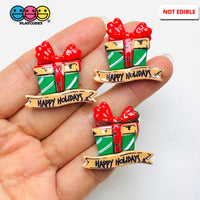 Christmas Gift Box Happy Holidays Red Bow Flatback Cabochons Decoden Charm 10 pcs Charm