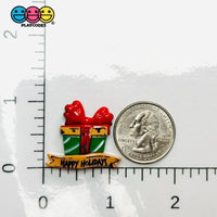 Christmas Gift Box Happy Holidays Red Bow Flatback Cabochons Decoden Charm 10 pcs Charm