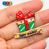 Christmas Gift Box Happy Holidays Red Bow Flatback Cabochons Decoden Charm 10 pcs Charm