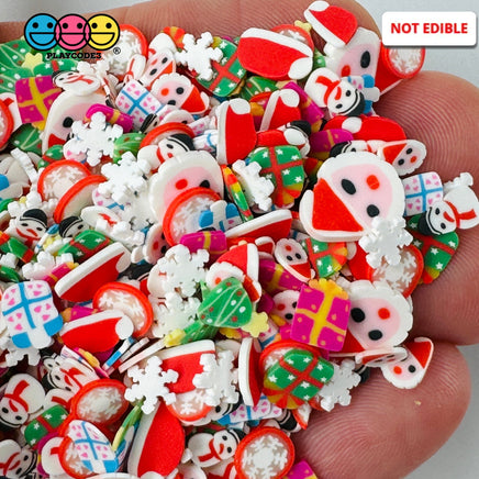 Christmas Gift Happy Holiday Snowman Tree Santa Clause Snow Flake Fake Clay Sprinkles Decoden Fimo