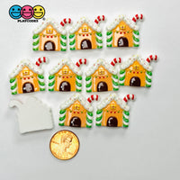 Christmas Gingerbread House with Candy Cane Holiday Flatback Charms Craft Supply - Charm